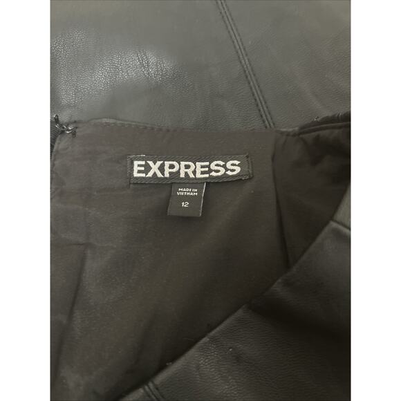 Express Faux Leather High Waisted Full Zipper Pencil Skirt Cruelty Free Sz 12 - Picture 4 of 6